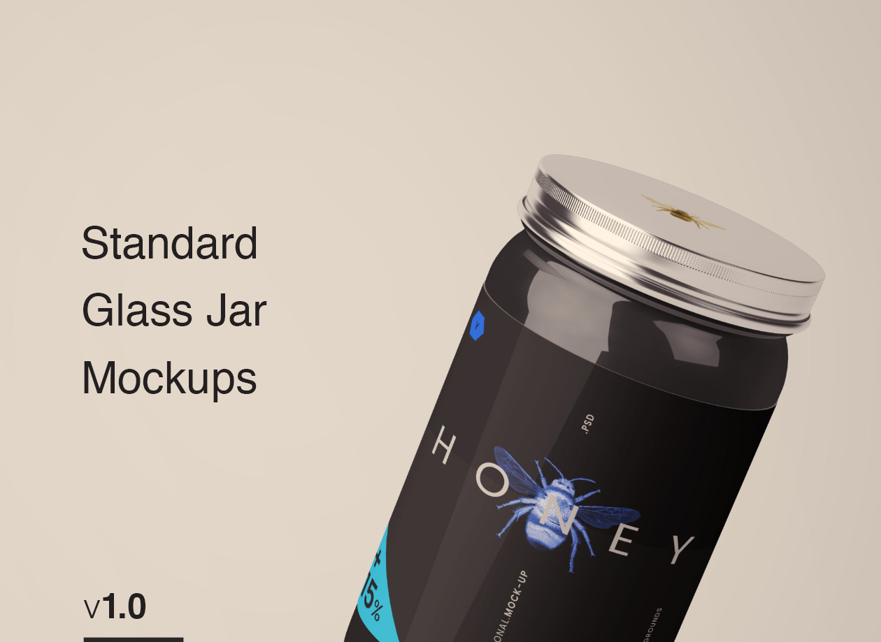 食品玻璃罐外观设计样机PSD模板 Standard Glass Jar Mockups插图