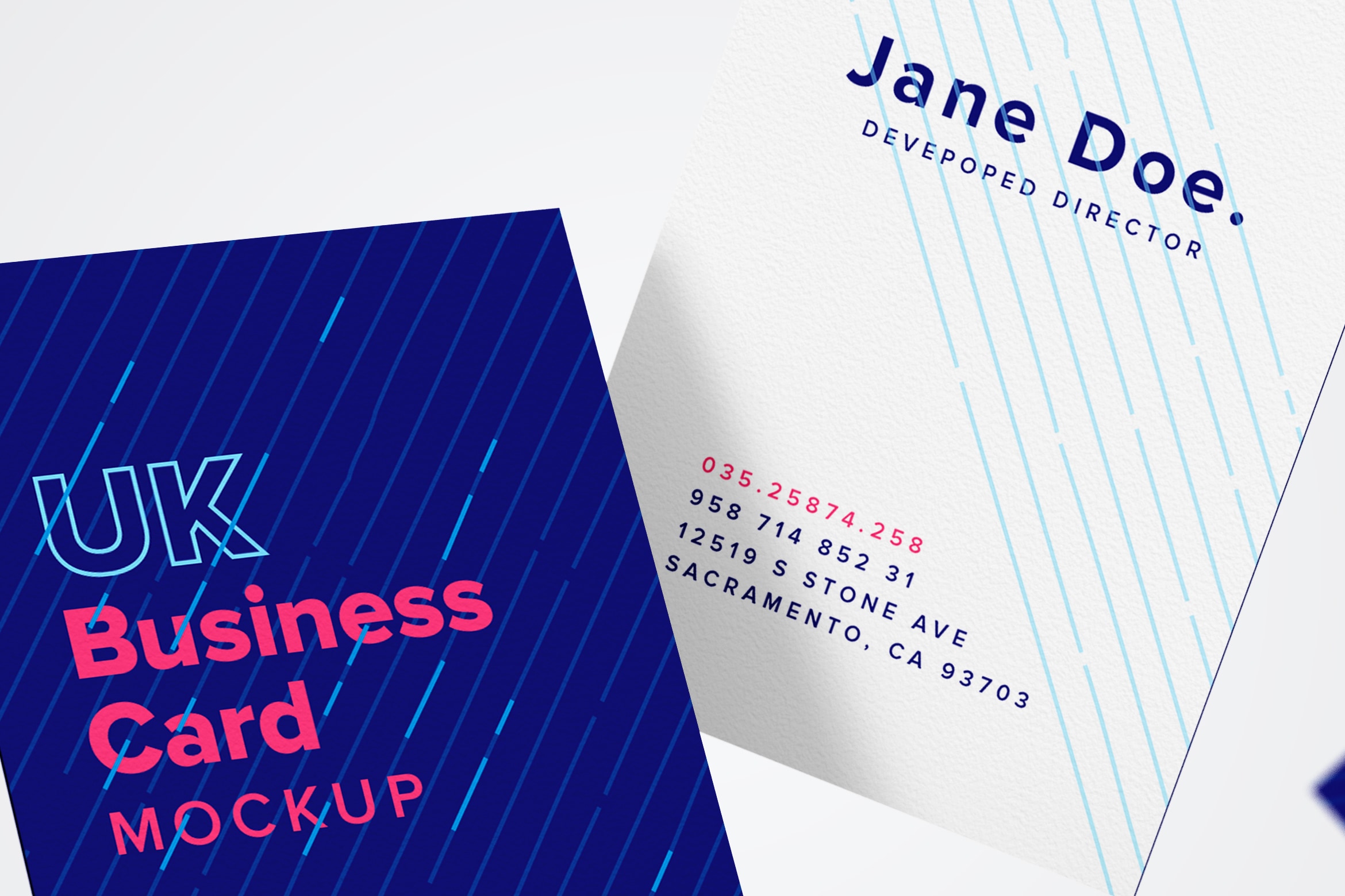 UK标准尺寸高端企业名片设计样机模板05 UK Business Card Mockup 05插图