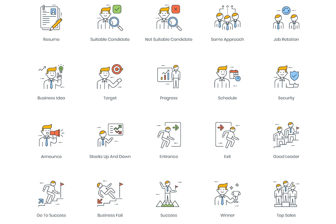 95枚商务职场人物形象图标素材 95 Business People Icons插图3