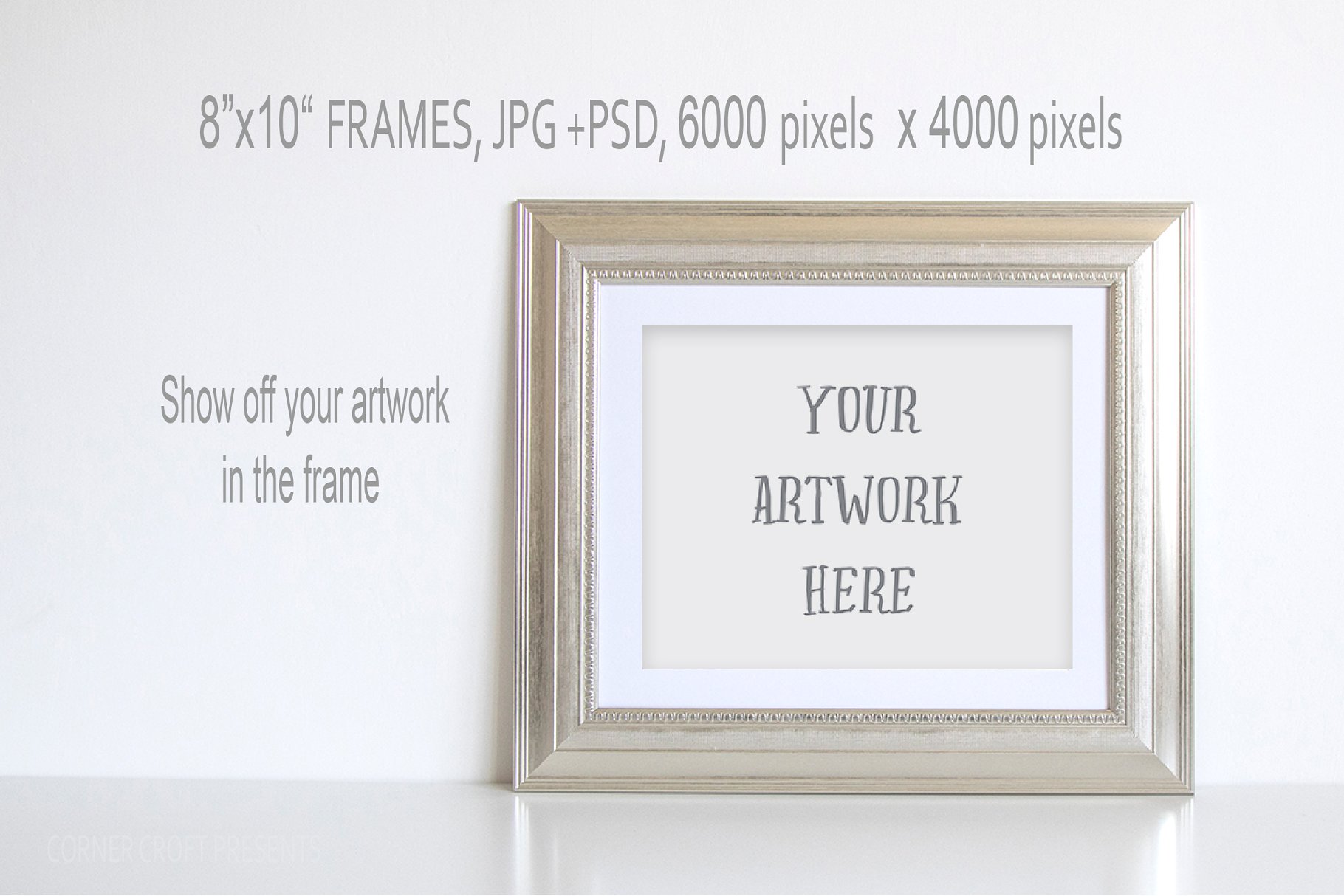 银色金属画框相框样机 Silver Frame Product Mockup Bundle插图(1)