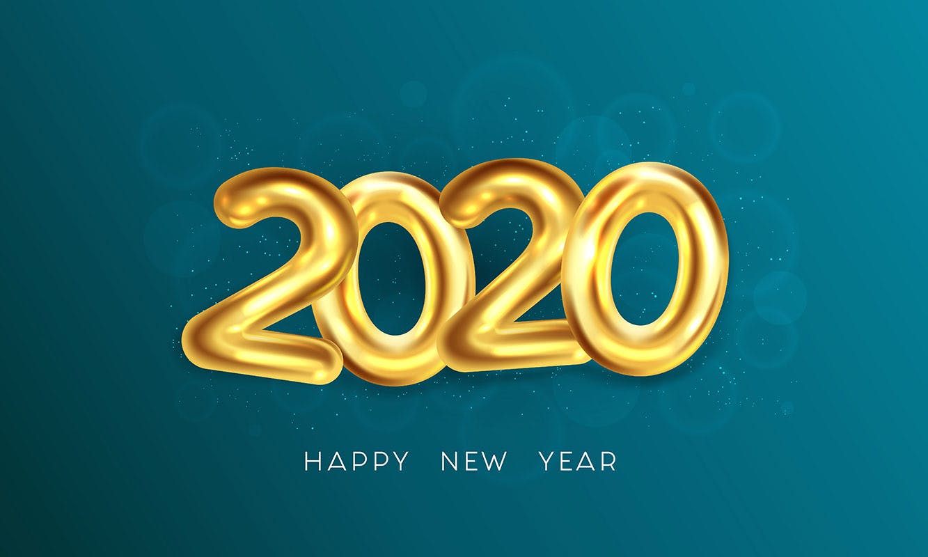 2020年金属字体特效新年贺卡设计模板 Happy New Year 2020 greeting card插图7