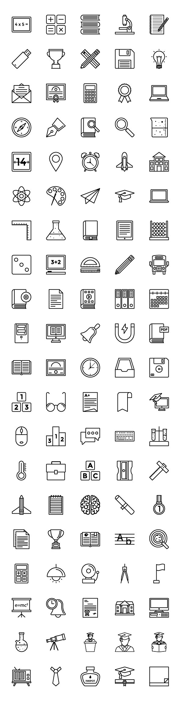 1200枚教育主题图标 Educational 1200 Icons Bundle Pack插图(11)
