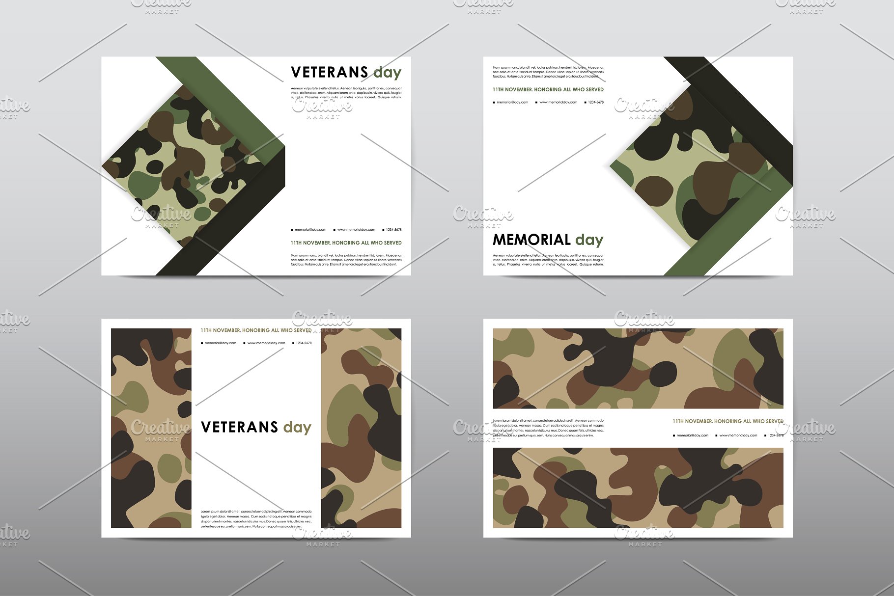 40+老兵节军人宣传小册模板 Veteran’s Day Brochures Bundle插图37