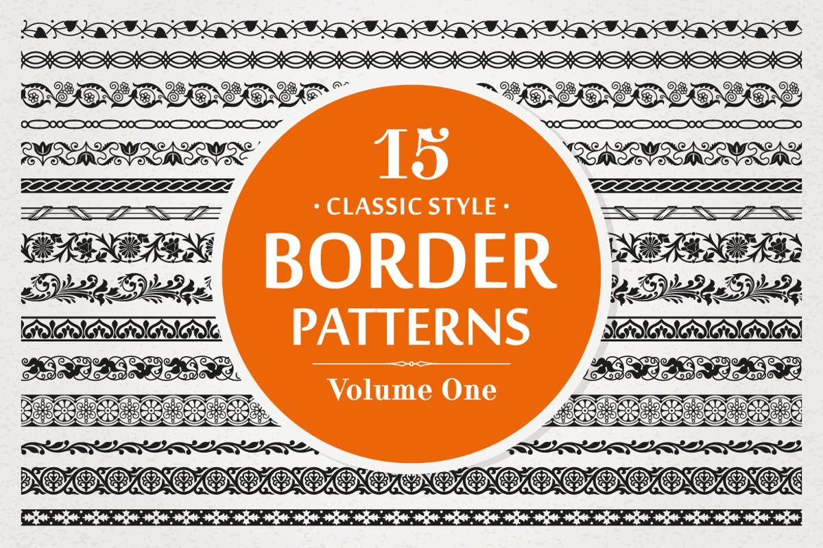 15款经典矢量边框图案花纹v1 15 Vector Border Patterns Classic Style Volume 1插图