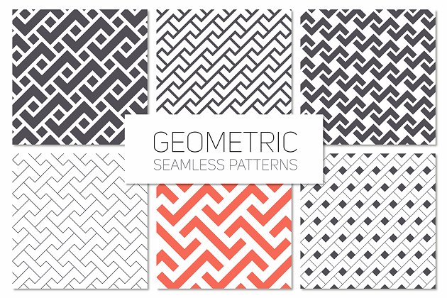 规则几何图案无缝纹理集 Geometric Seamless Patterns Set 3插图