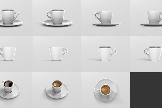 逼真咖啡杯马克杯样机模板 Espresso Cup Mockup – Cone Shape插图(15)