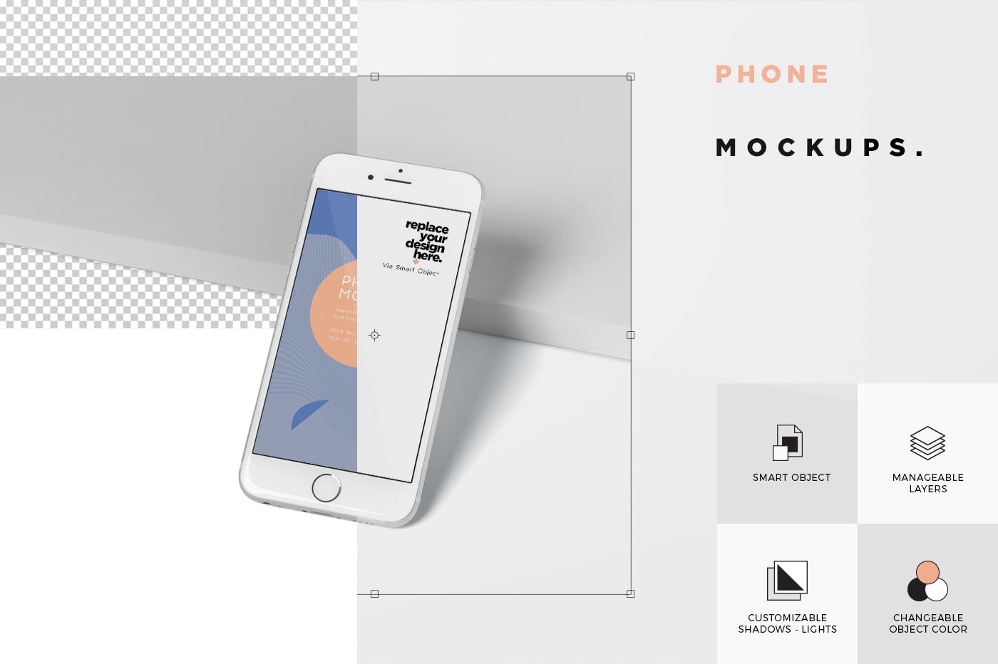 旧款带Touch ID按键iPhone屏幕预览样机模板 Phone Mock-Ups Set插图(6)