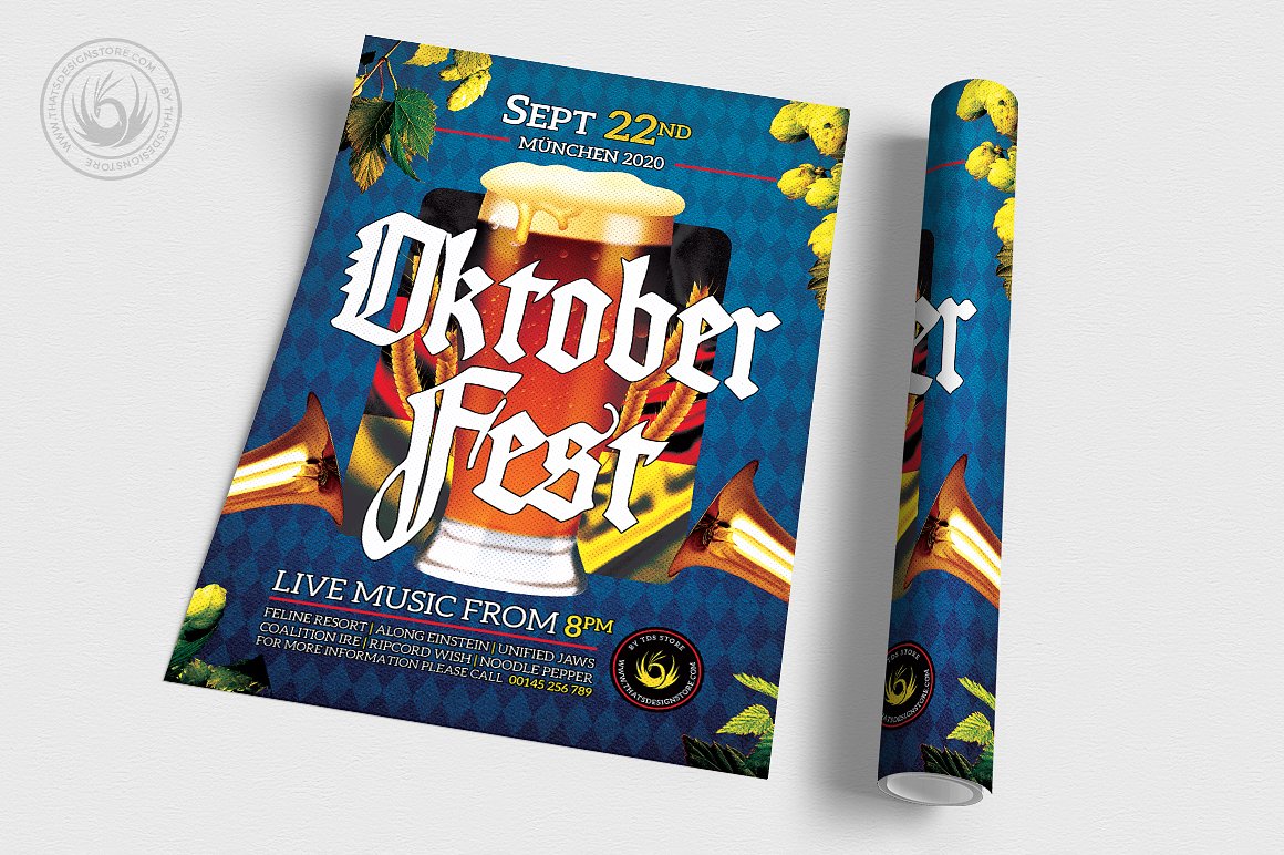 卡拉OK音乐派对传单PSD模板v13 Oktoberfest Flyer PSD V13插图(2)