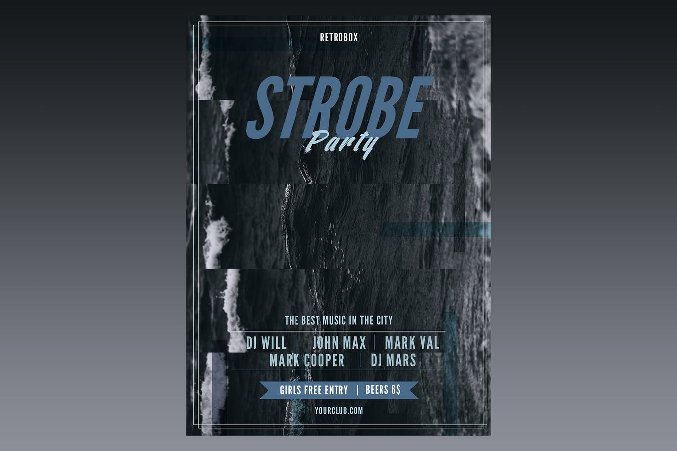 频闪设计风格DJ音乐节/音乐派对海报设计模板 Strobe Party Flyer Poster插图