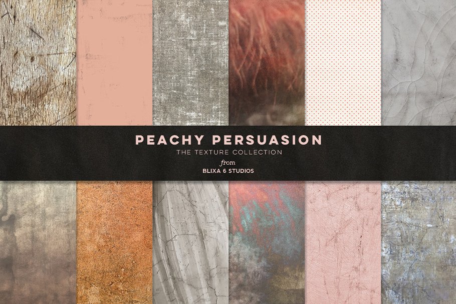 大理石木纹墙纸混合纹理合集 Peachy Persuasion Textured Graphics插图