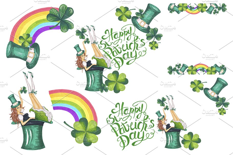 圣帕特里克节节日手绘插图合集 Happy St.Patrick’s Day Collection插图(3)