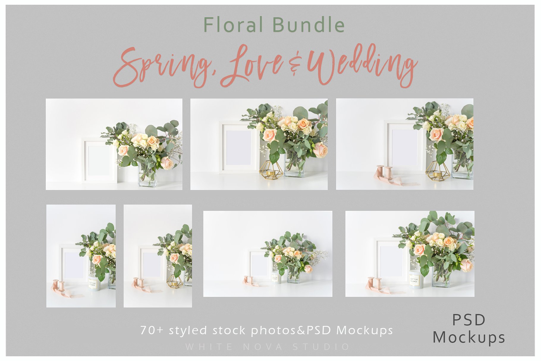春天主题婚礼花卉背景贴图样机[1.1GB] Floral Bundle: Spring Love & Wedding插图(17)