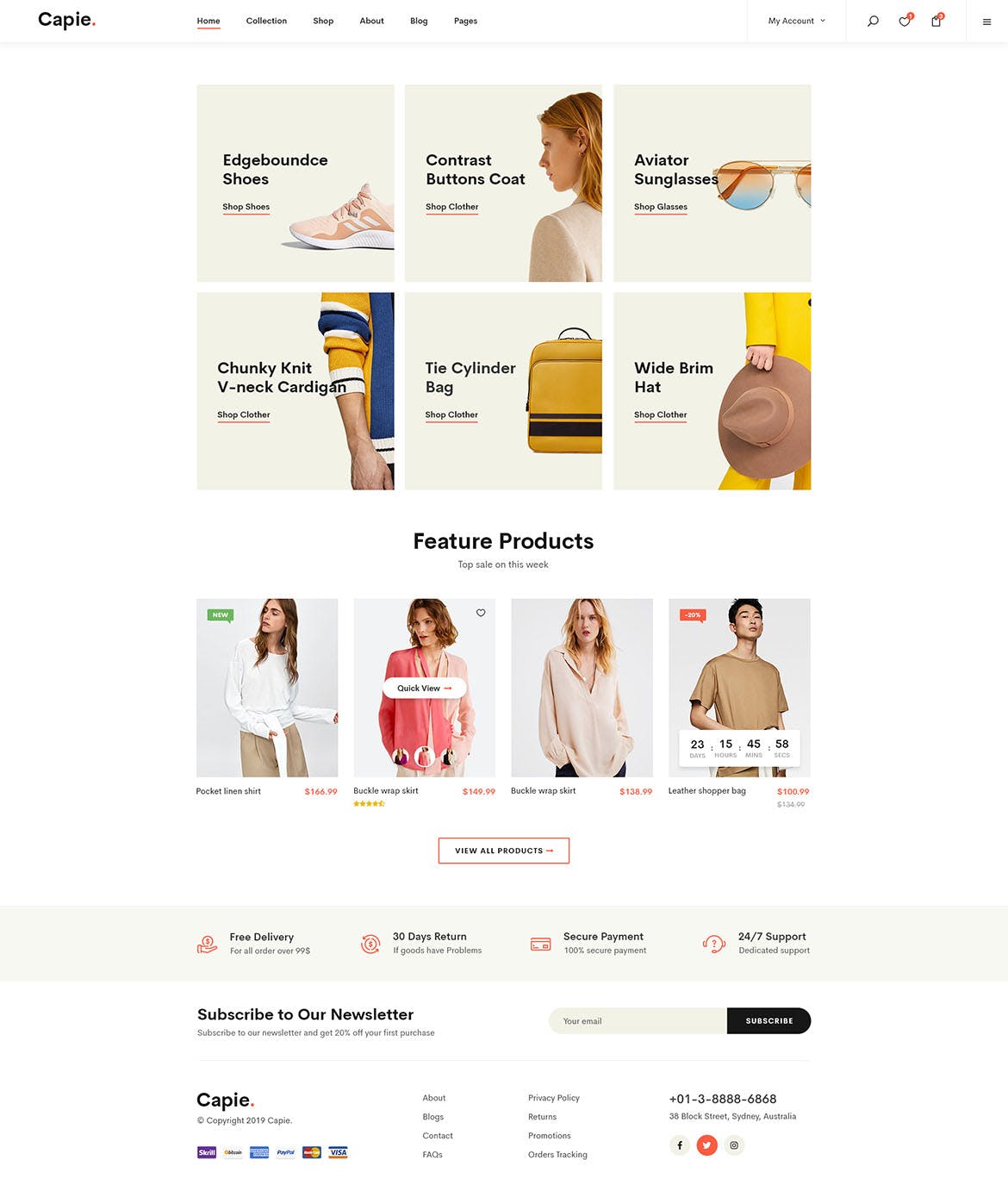 简约时尚设计风格电商网站设计PSD模板 Capie | Minimalist eCommerce PSD Template插图(6)