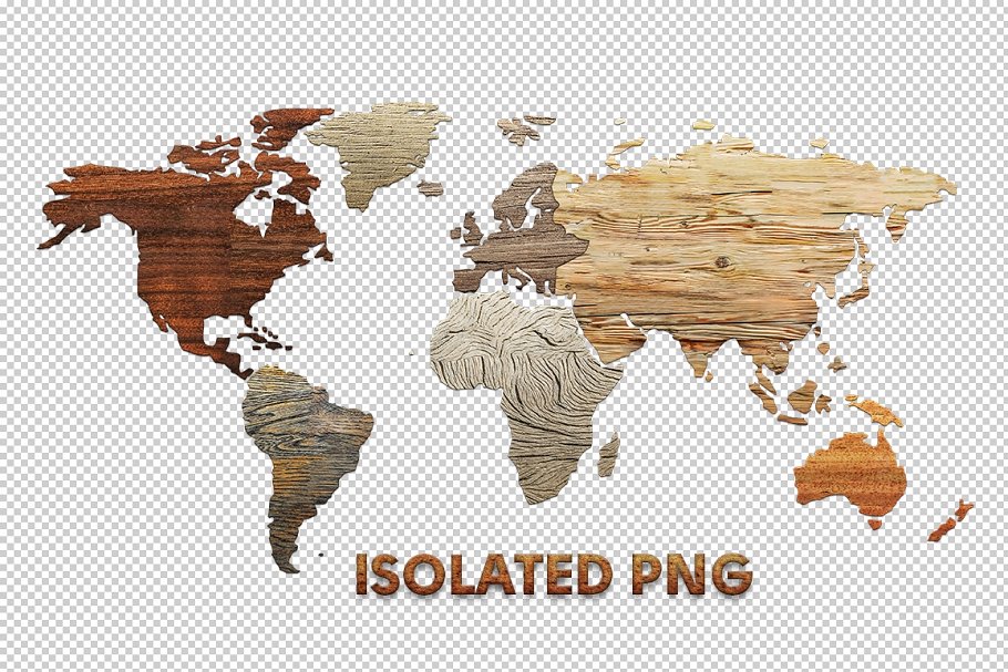 木纹创意世界地图设计图形素材 Wood Texture World Maps插图5