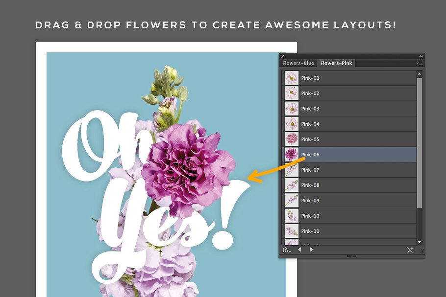 美丽花卉布局排版AI图层样式 FlowerType for Illustrator插图1