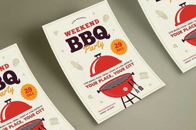 烧烤派对传单模板 Barbeque Party Flyer插图1