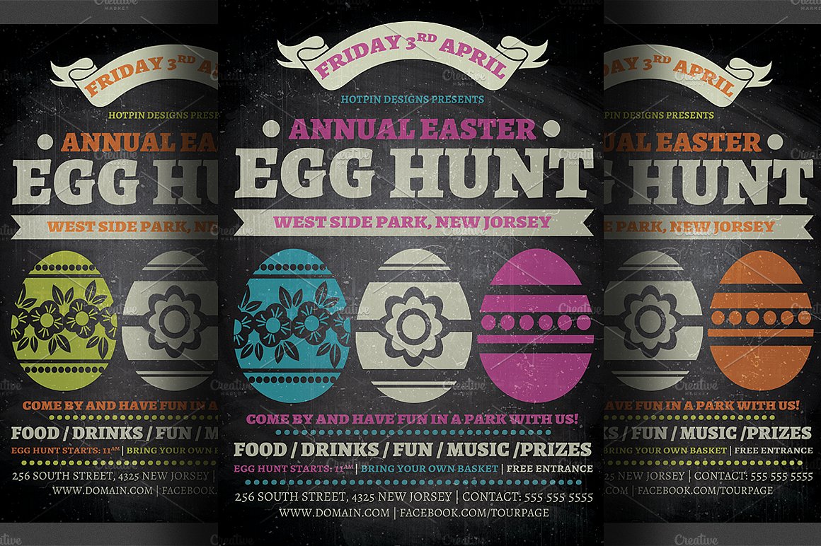 复活节彩蛋聚会活动传单模板V2 Easter Egg Hunt Flyer Template v2插图