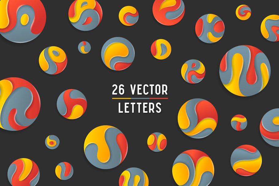 抽象矢量彩色字母名片设计素材 Vector alphabet with cards templates插图(1)