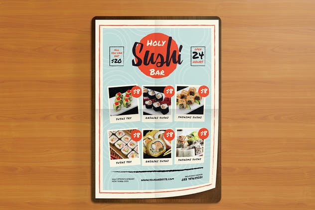 日本寿司日本菜餐厅菜单传单PSD设计模板 Sushi Bar Flyer Menus插图(3)