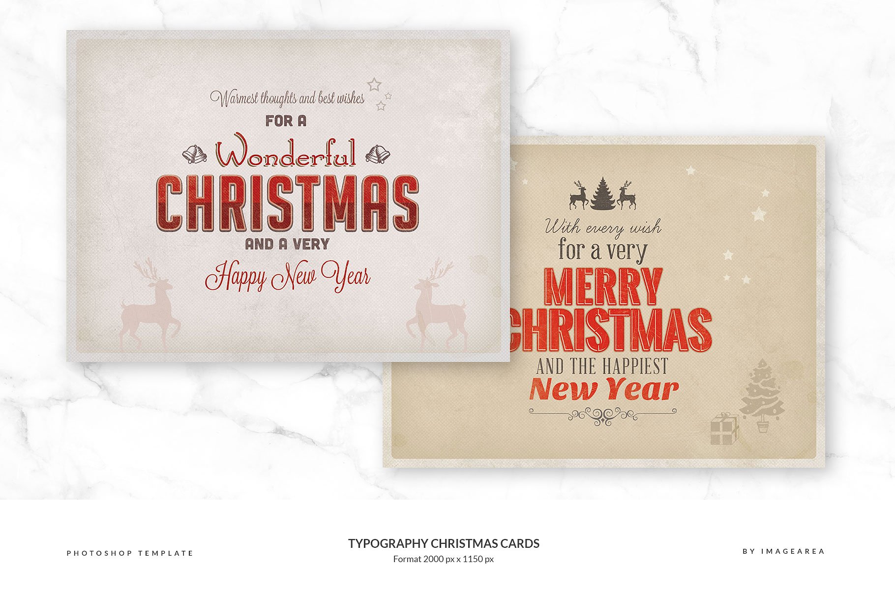 古典风格圣诞节活动贺卡模板 Typography Christmas Cards插图(2)