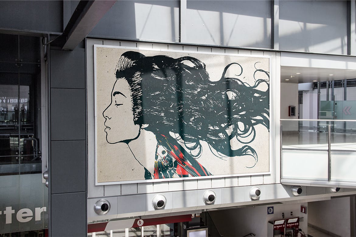 墙体外墙巨幅海报设计效果图样机模板 Wall Poster Mock-up插图