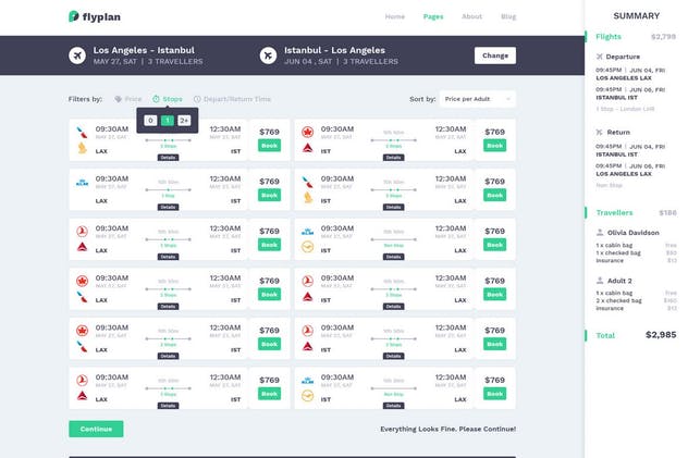 机票在线预订系统PSD网站模板 FlyPlan – Air Ticket Booking System PSD Kit插图(5)