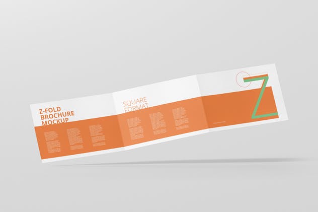 横向三折页菜单/广告册子样机模板 Z-Fold Brochure Mockup – Landscape Din A4 A5 A6插图(2)