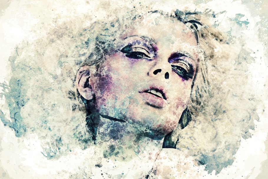 人物肖像照片水彩效果PS动作 Watercolor Portrait Photo Template插图(3)