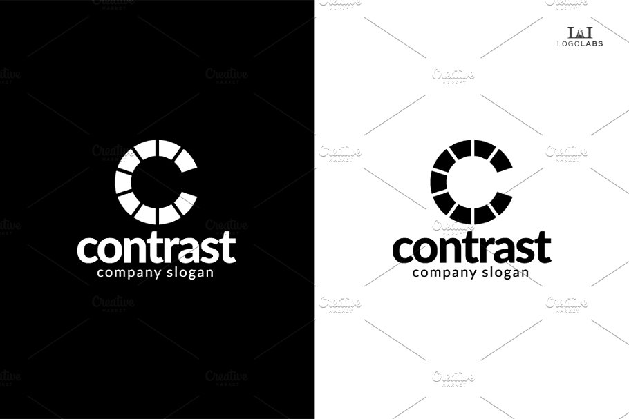 创意字母Logo模板系列之字母C Contrast – Letter C Logo插图2