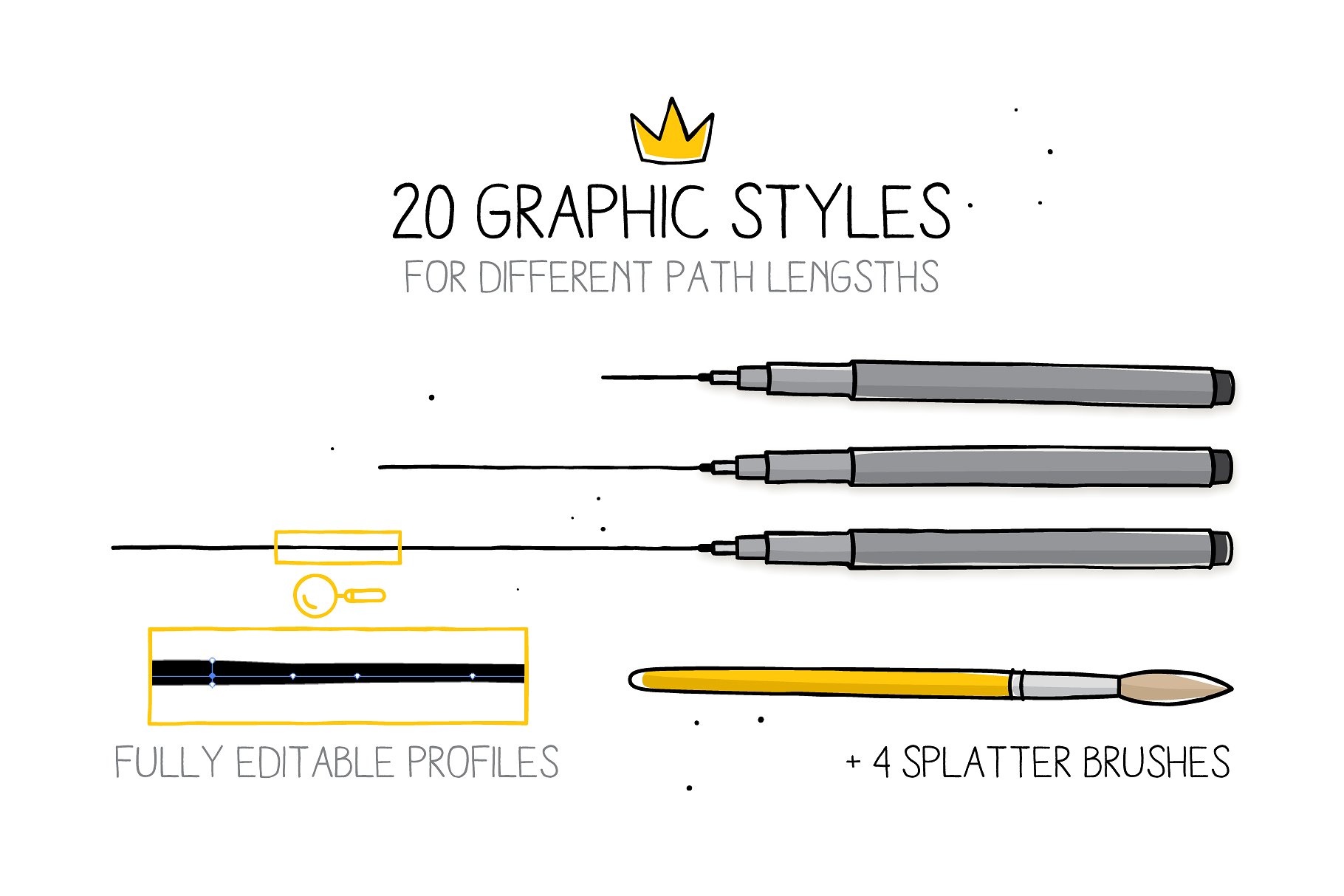 20个精心手工制作的图形风格+4个飞溅AI笔刷 Hand-drawn AI styles & brushes插图(1)