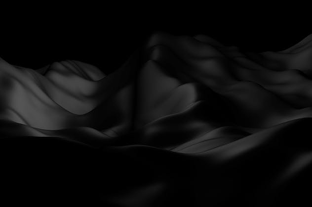 优雅黑色波浪丝绸绸缎背景 Elegant Black Wavy Silk Backgrounds插图(1)