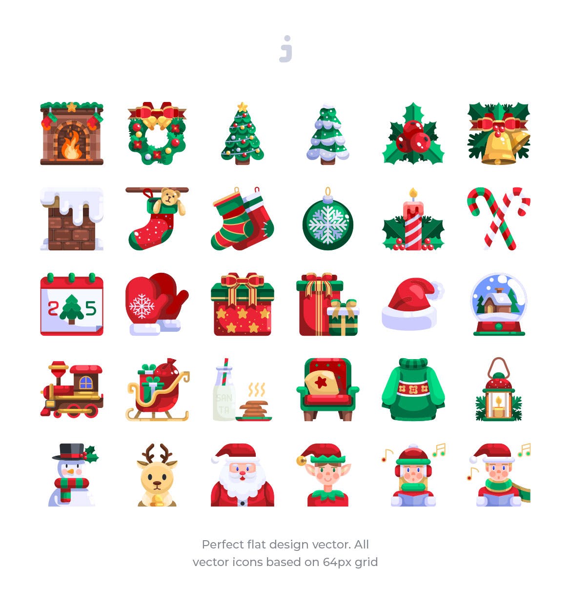 30枚扁平设计风格圣诞节主题矢量图标 30 Christmas Day Icons – Flat插图1