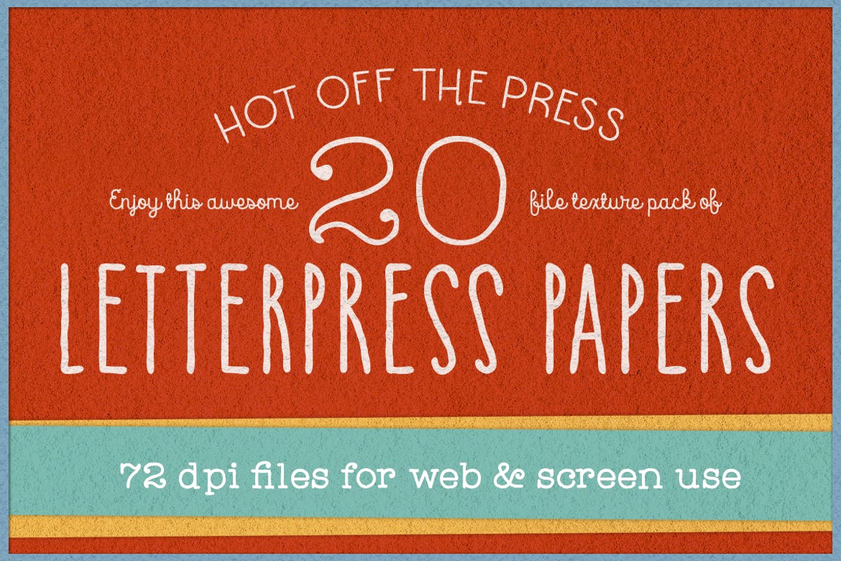 20款凸版印刷纹理纸张素材套装 72 dpi KD Letterpress Paper Textures Pack插图