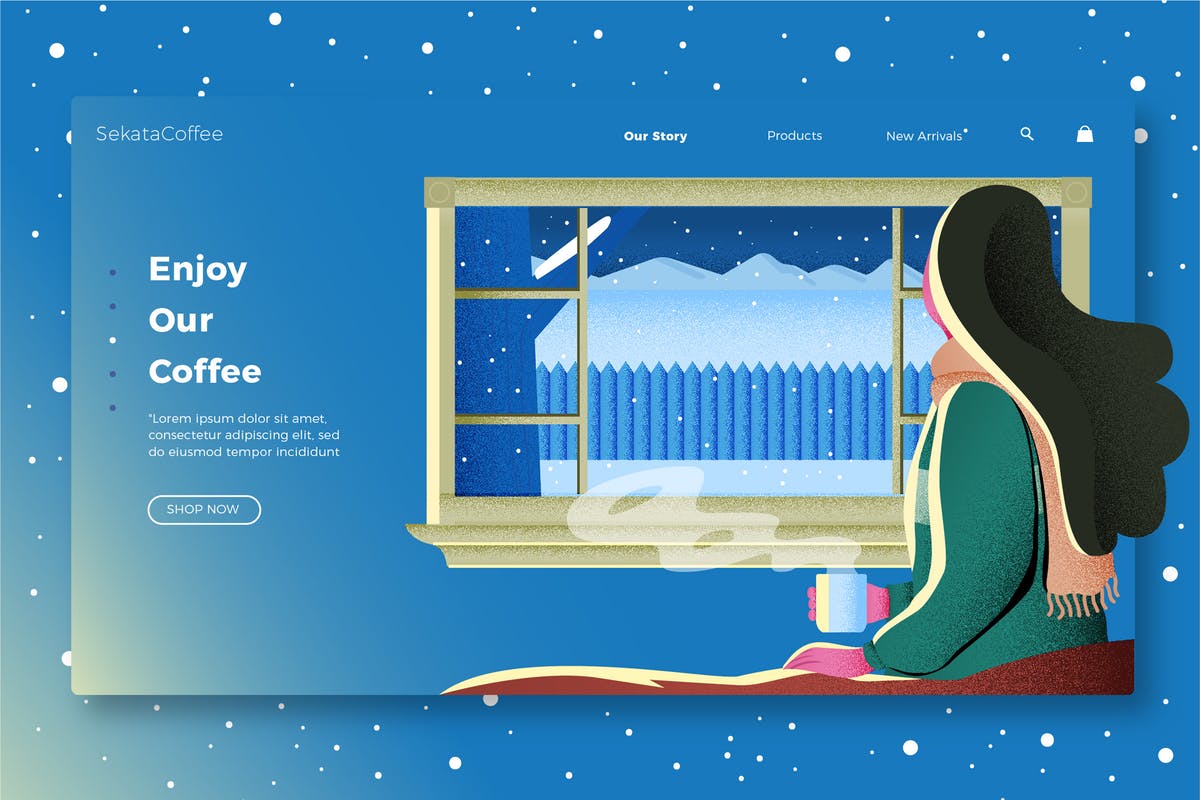 咖啡品牌网站Banner&着陆页页面模板 Coffee – Banner & Landing Page插图
