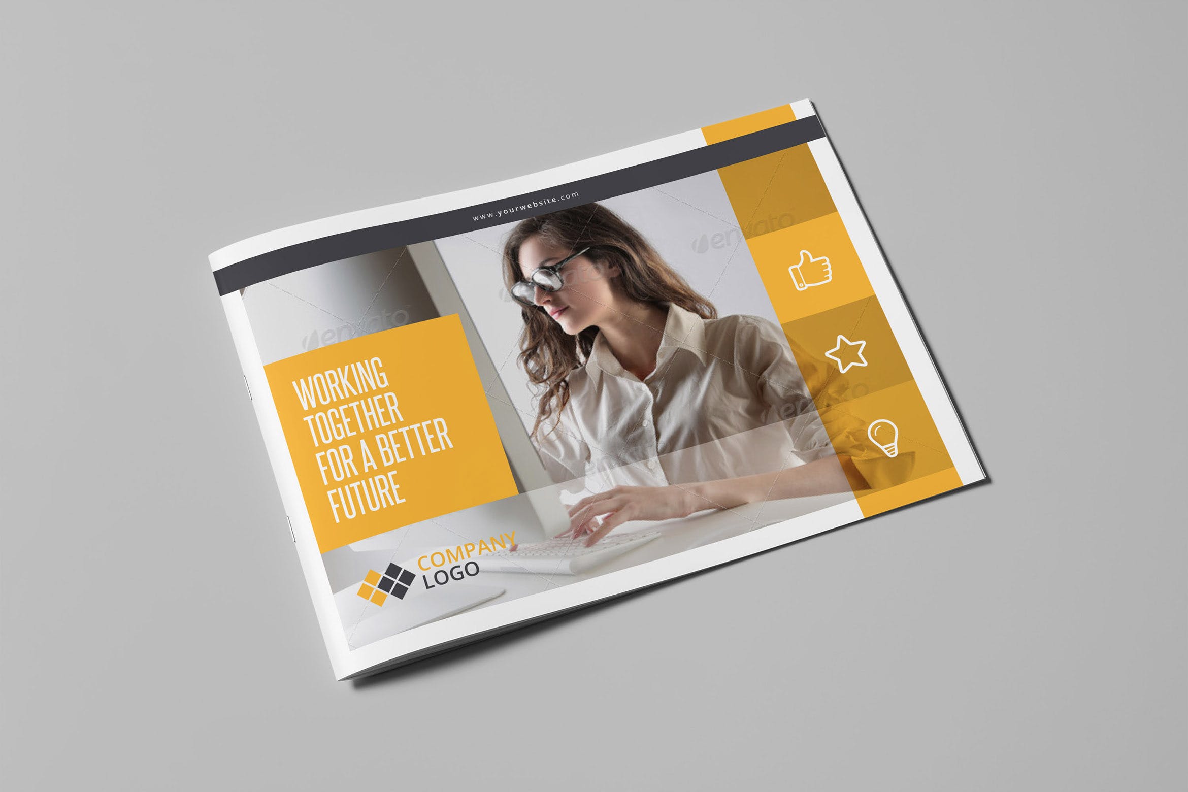 多用途公司彩页画册版式设计模板 Multipurpose Business Landscape Brochure插图