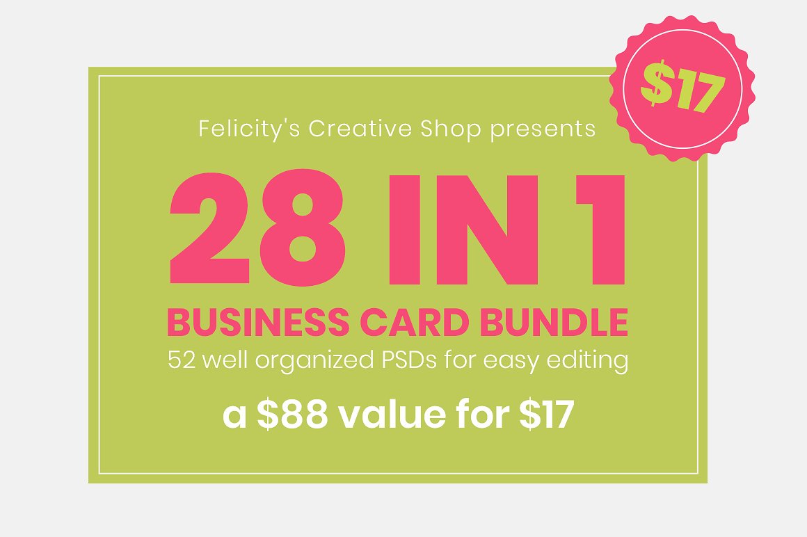 28张时尚极简的商业化名片设计模板 Business Card Bundle [psd]插图