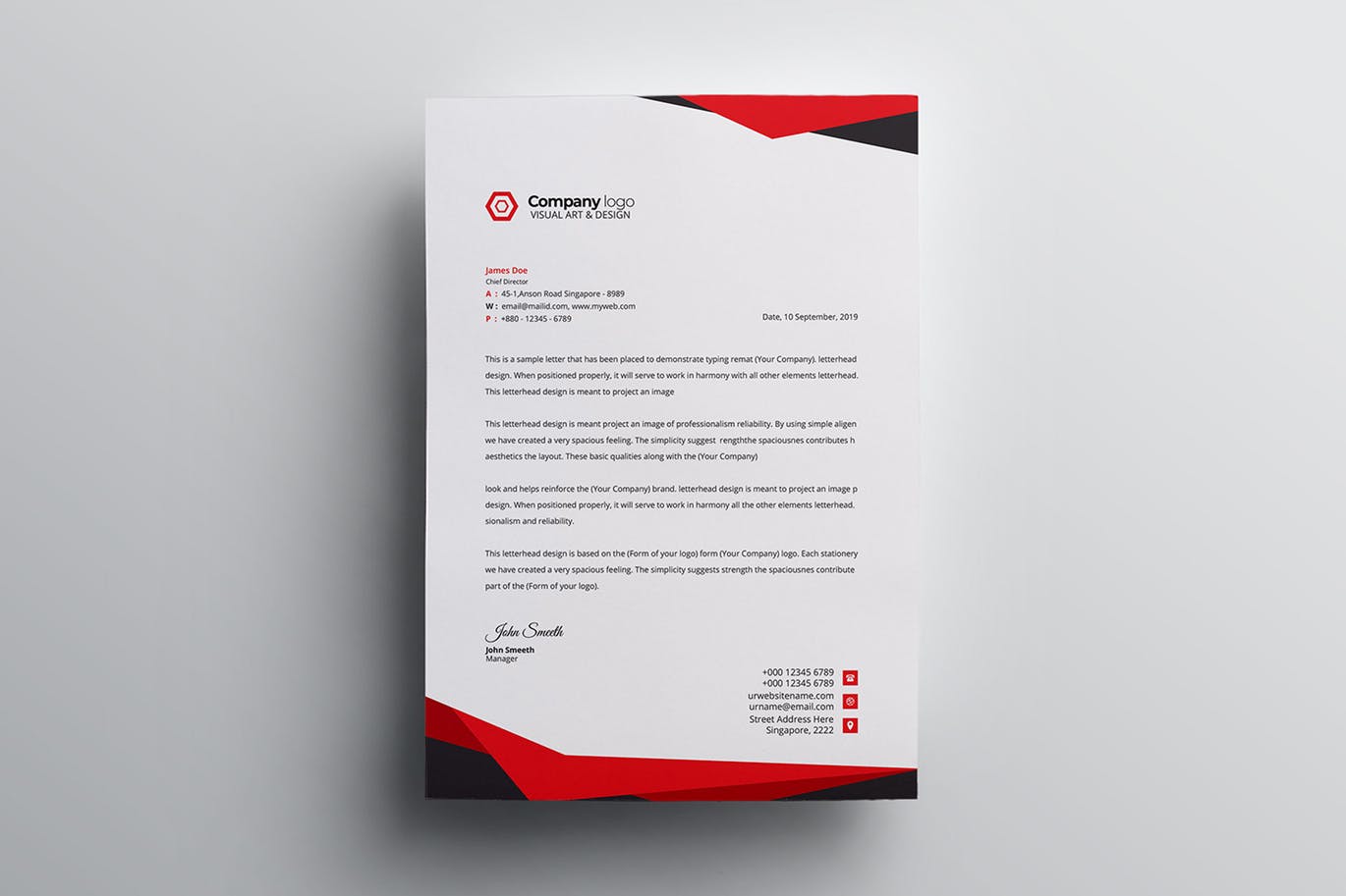 信息科技企业信封设计模板v4 Letterhead插图3