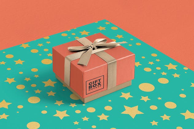 华丽设计蝴蝶结礼品盒样机 Gift Box Mockups插图(4)