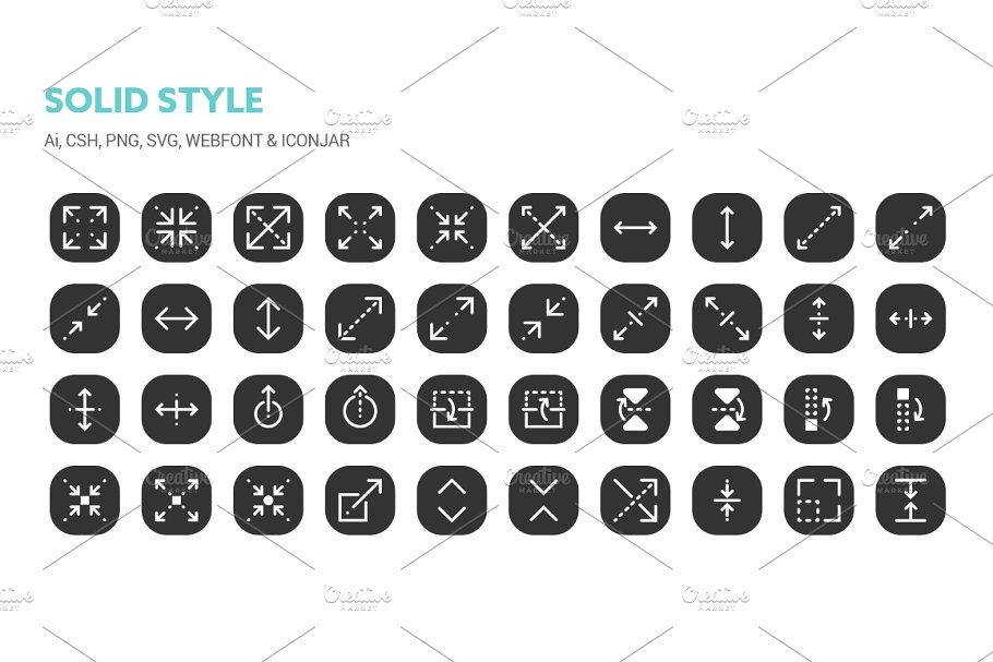 60个线条缩放图标+60个实心缩放图标 Scaling Icons插图(2)