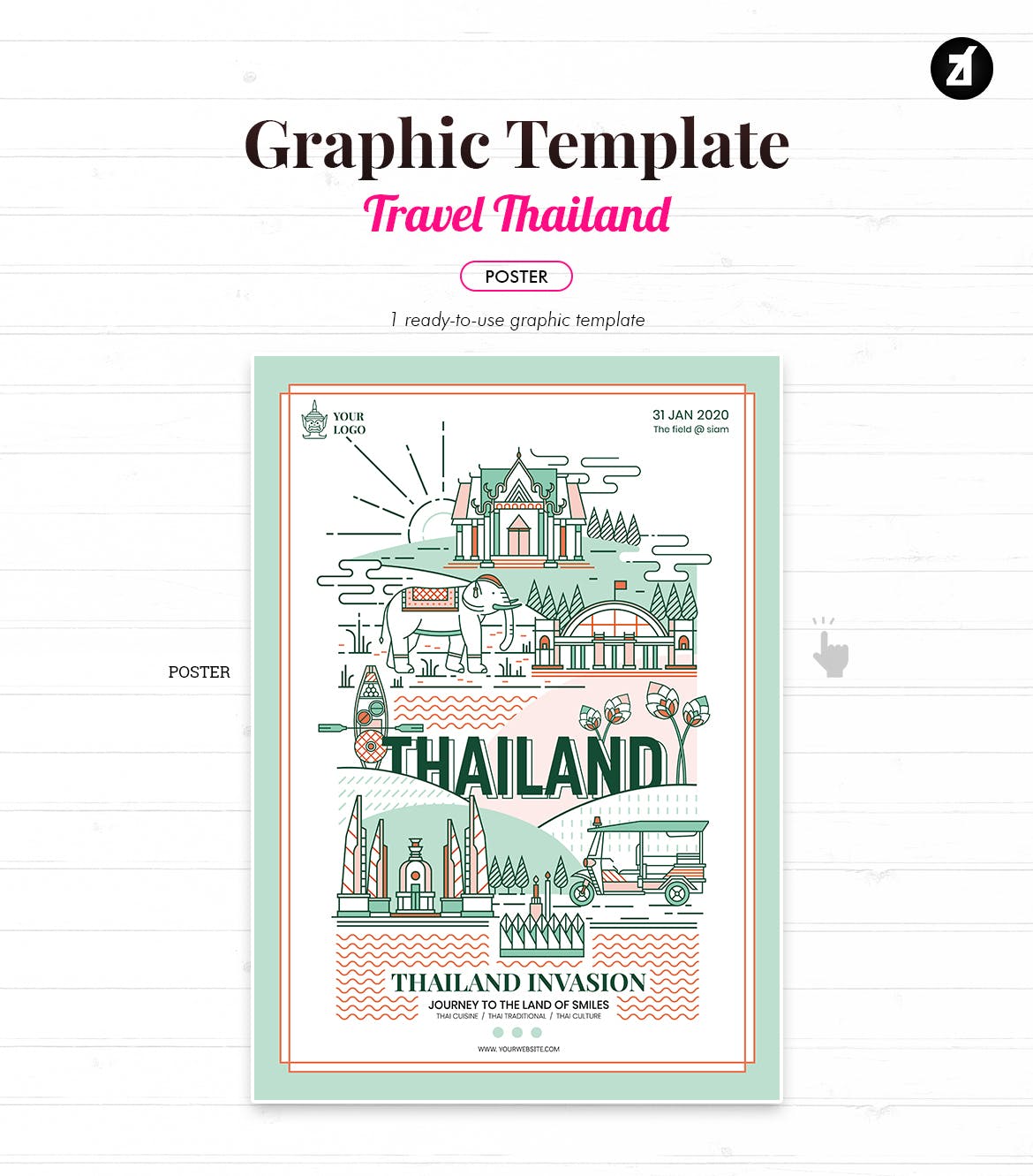 40款泰国地标/元素矢量图标素材 40 Thailand elements with bonus graphic template插图(2)