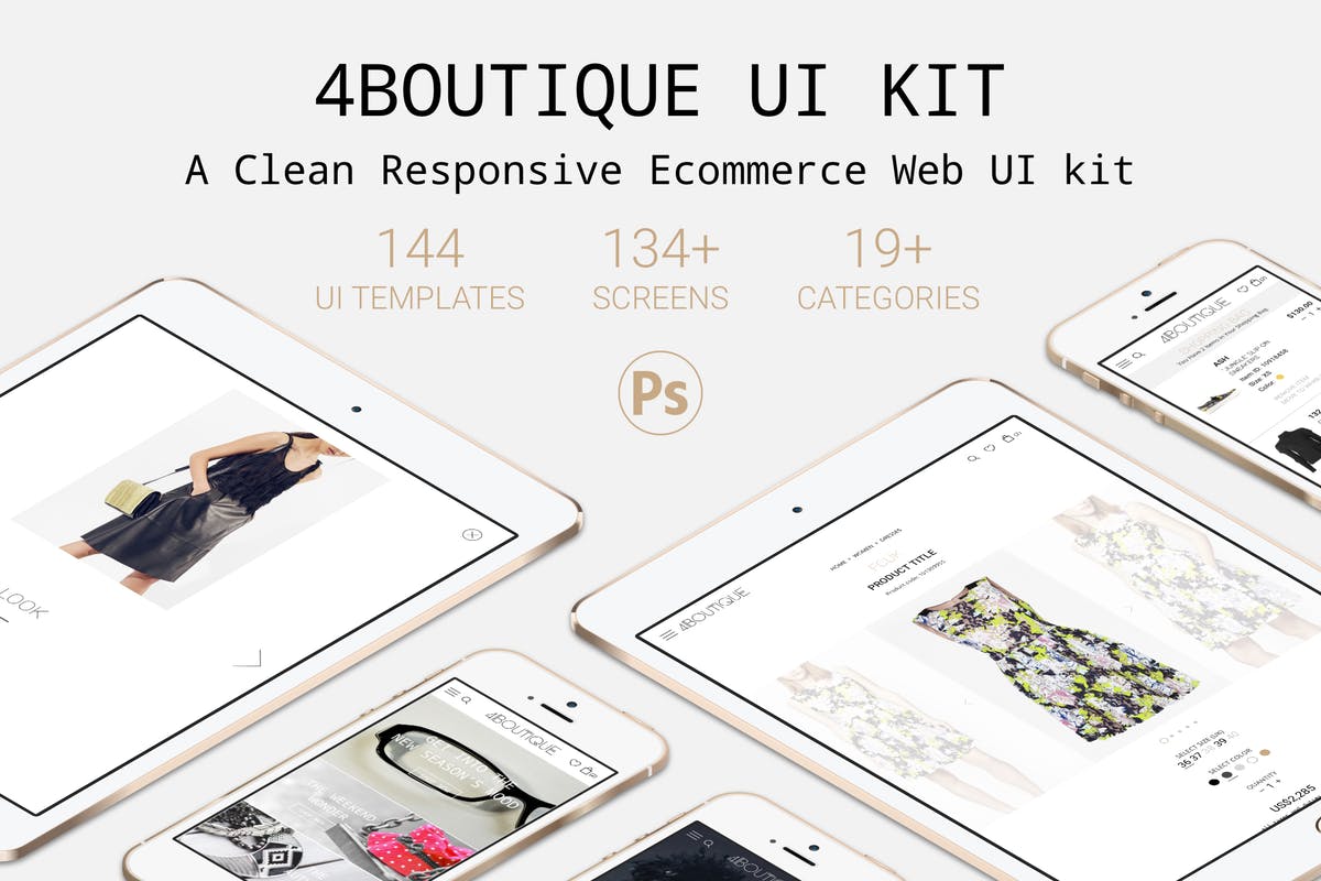 响应式电子商务网站Web UI工具包 4Boutique – A Responsive Ecommerce Web UI KIT PSD插图