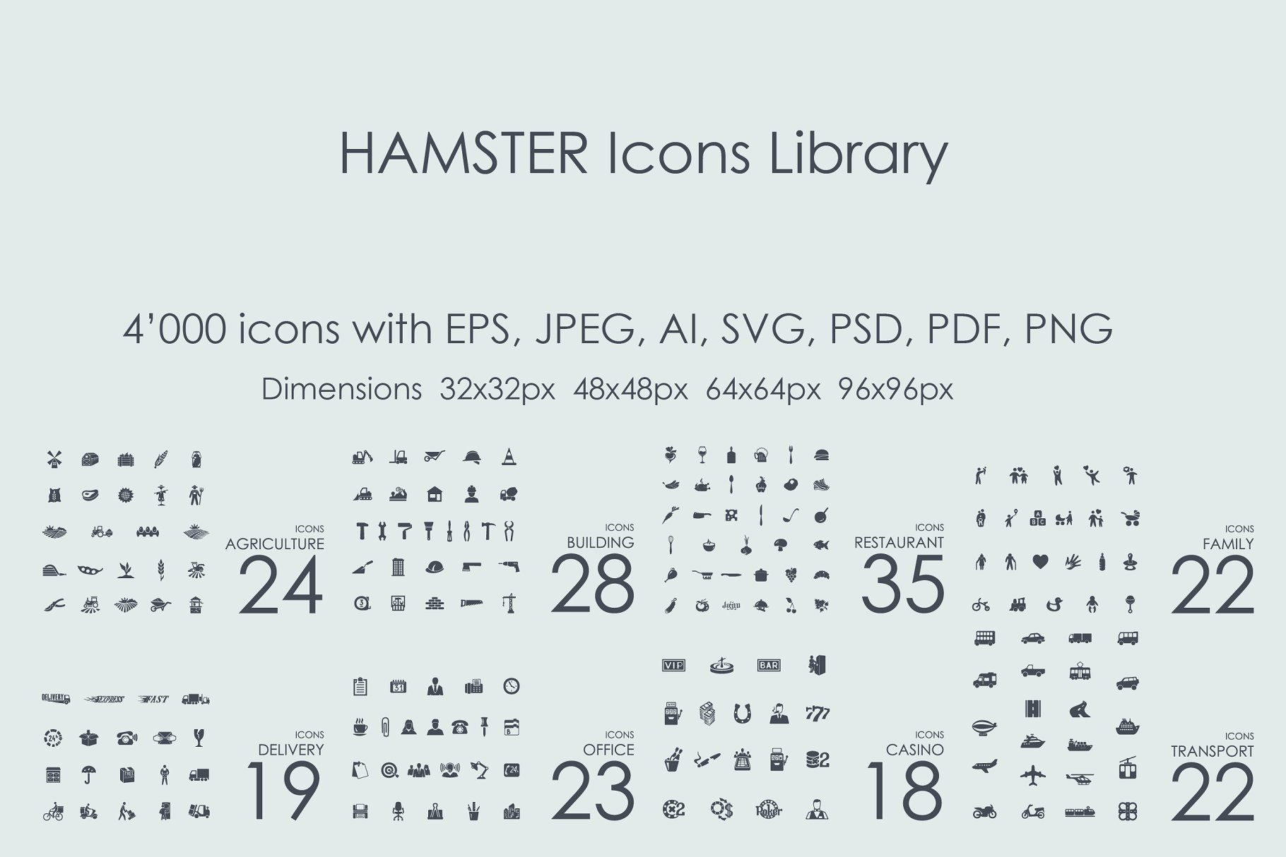 4000枚适合各种行业的图标合集 4000 HAMSTER Icons Library插图