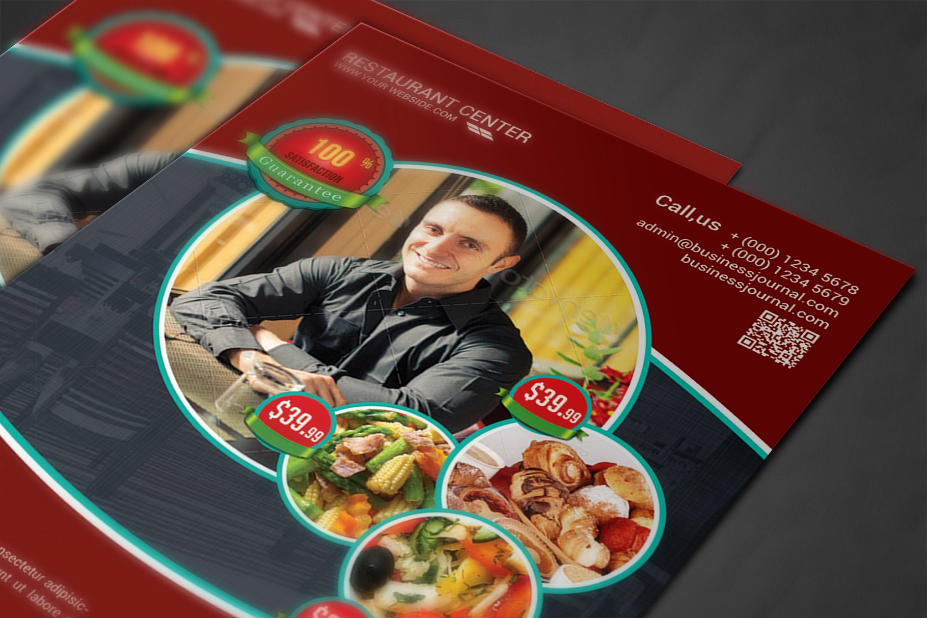 西餐厅外卖菜单设计PSD模板 Best Food Resto – Restaurant Flyer插图(3)