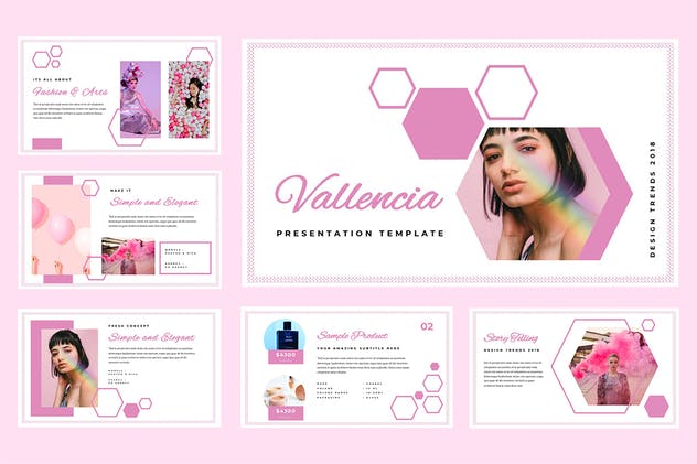 粉红配色女性品牌展示Google幻灯片模板 Vallencia Google Slides Presentation插图1