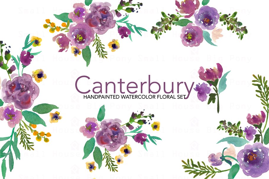 坎特伯雷-水彩剪辑艺术集 Canterbury- Watercolor Clip Art Set插图2