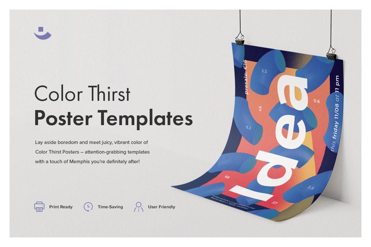 色彩诱惑创意海报设计模板 Color Thirst Poster Templates插图