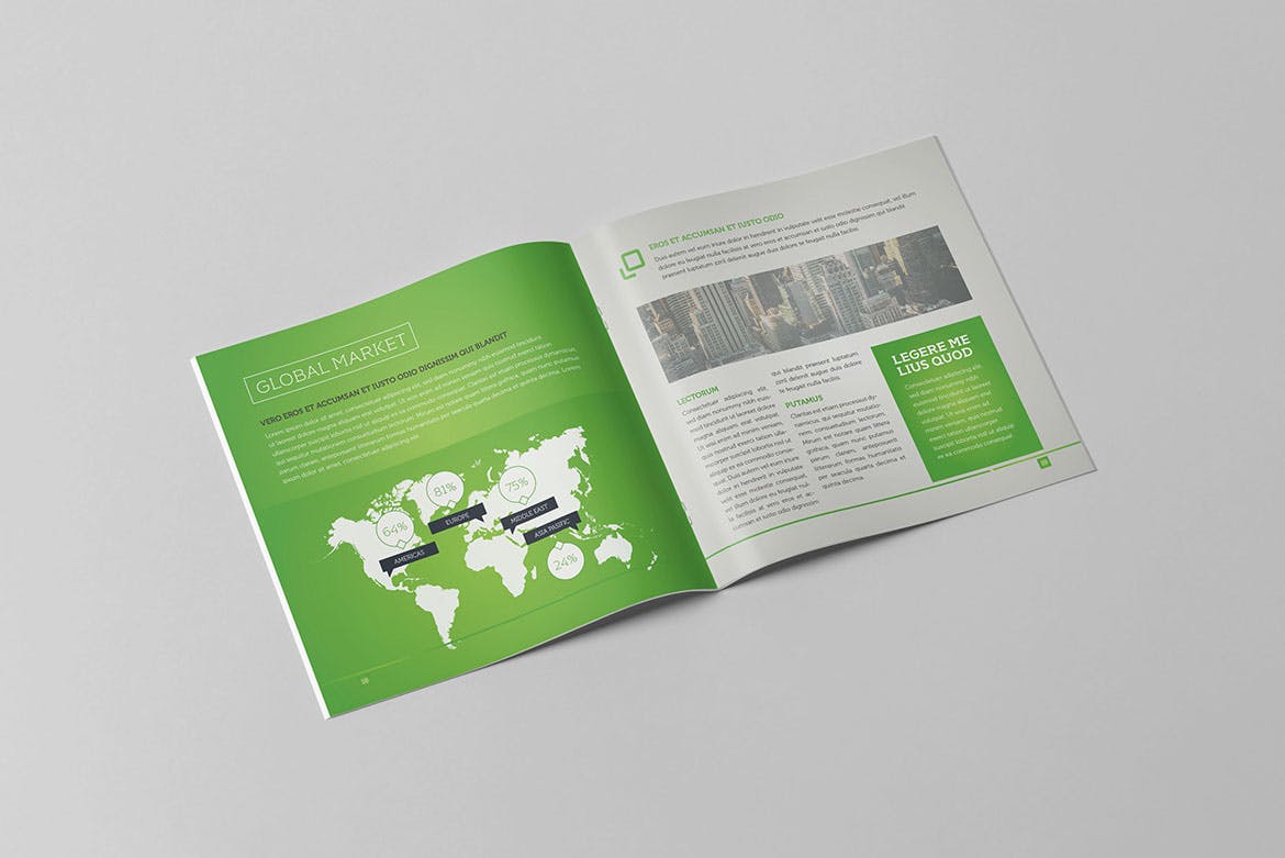企业宣传精装画册版式设计INDD模板下载 Light Business Square Brochure插图(11)