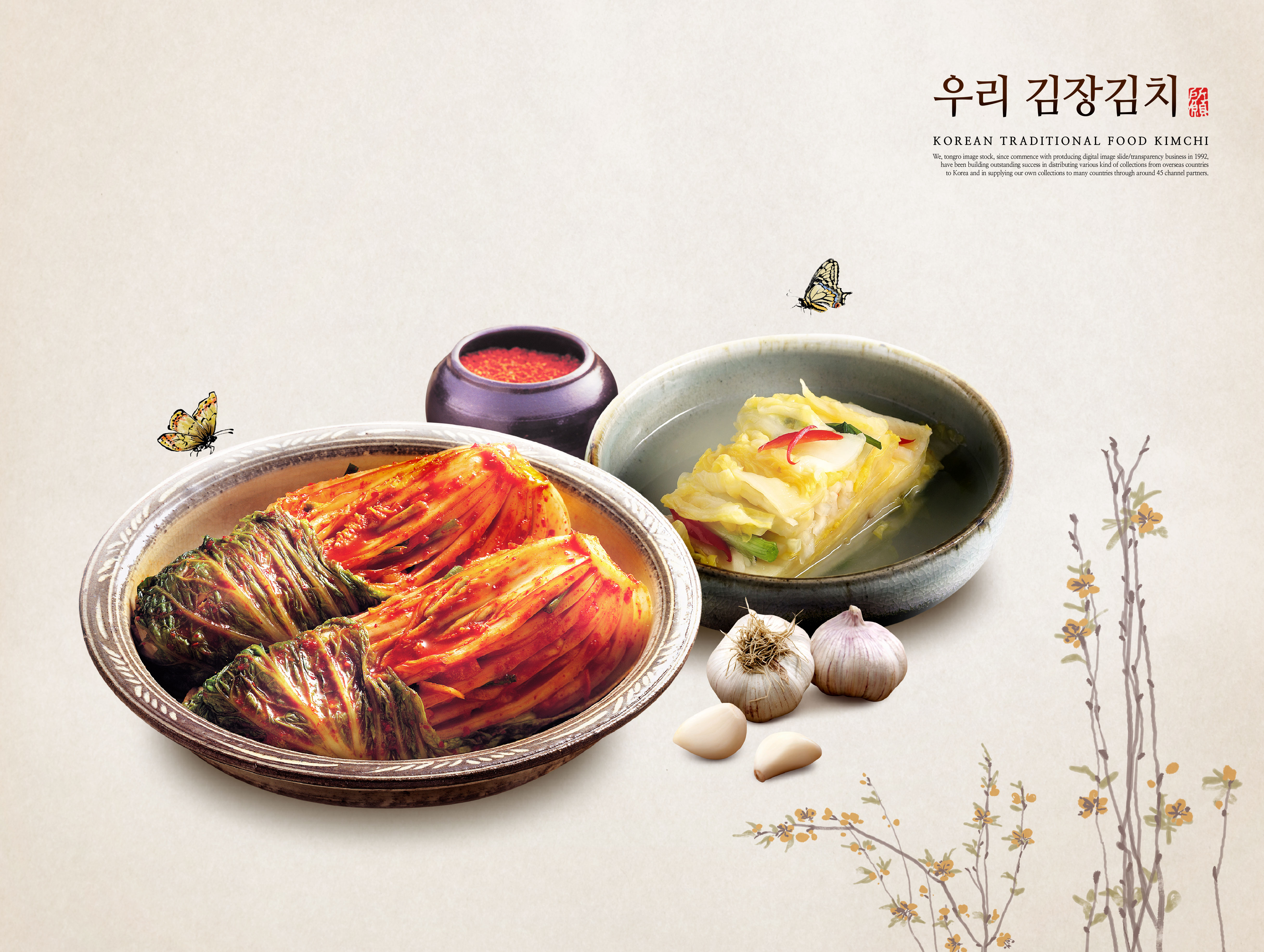 韩国传统美食泡菜食品广告海报psd素材插图