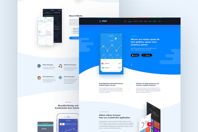 创意APP应用项目官网设计PSD模板 Utouch – App Startup Website PSD Template插图(4)