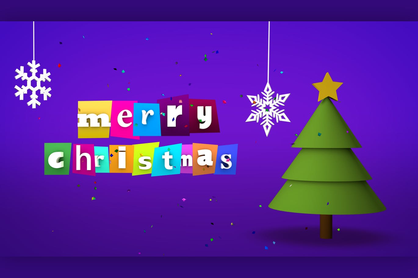 3D设计风格圣诞节主题背景PSD模板 Merry Christmas插图